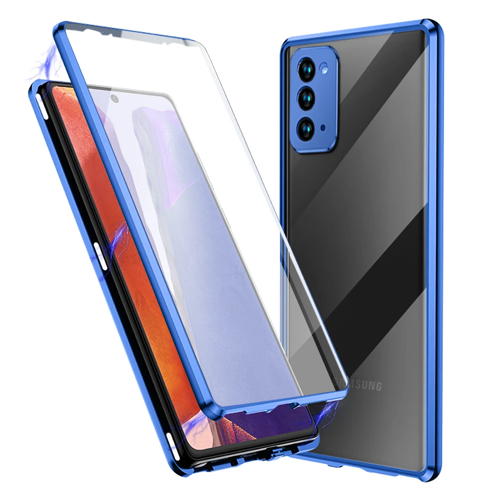 

Чехол для Samsung Galaxy Note 20/Note 20 + 360 полная защита корпуса двустороннее закаленное стекло Магнитный адсорбционный чехол