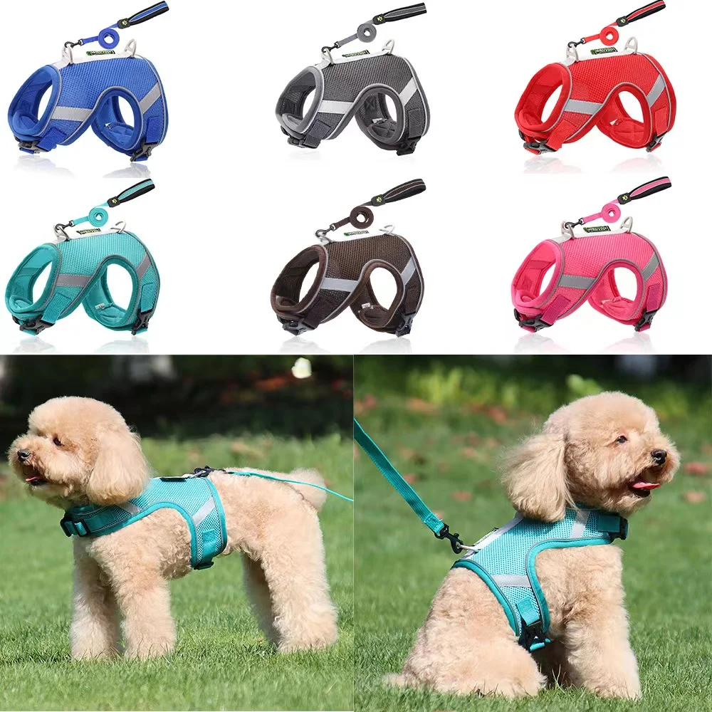 

Cat Harness and Leash Set for Cat and Dog Harness Soft Mesh Puppy Harness Adjustable Cat Vest Harness with Reflective Stripe