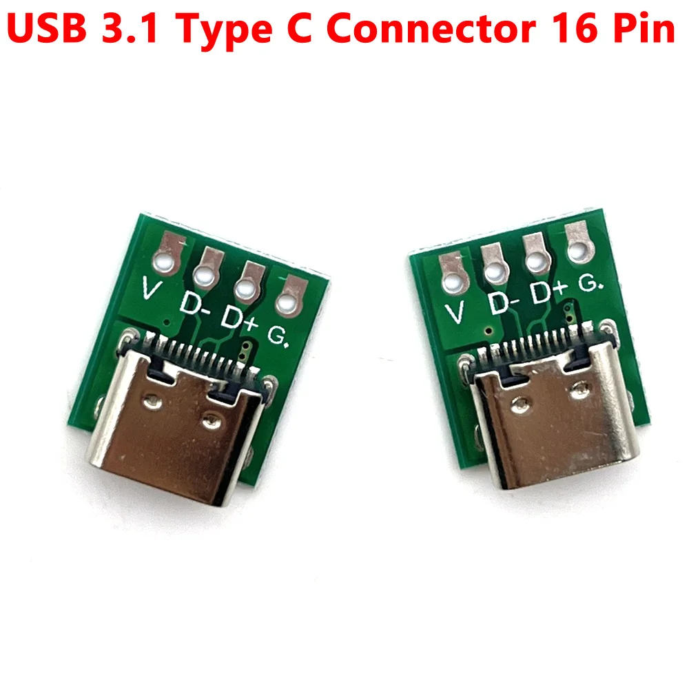 

1-10Pcs USB 3.1 Type C Connector 16 Pin Test PCB Board Adapter 16P Connector Socket For Data Line Wire Cable Transfer