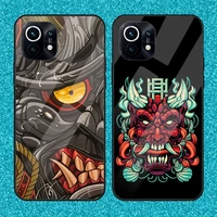 japanese hannya mask phone case for xiaomi 12 redmi 9 9t 9a note 11 10 t s pro tempered glass cover