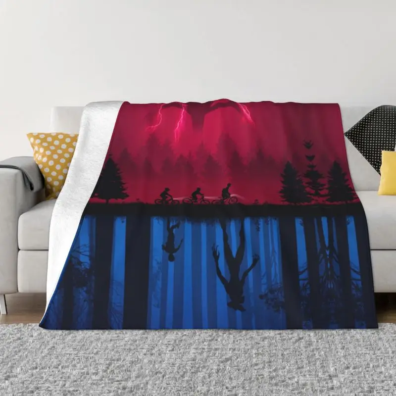 

Stranger Things Two Worlds Blankets Warm Flannel The Upside Down World Throw Blanket for Bedding Couch Quilt