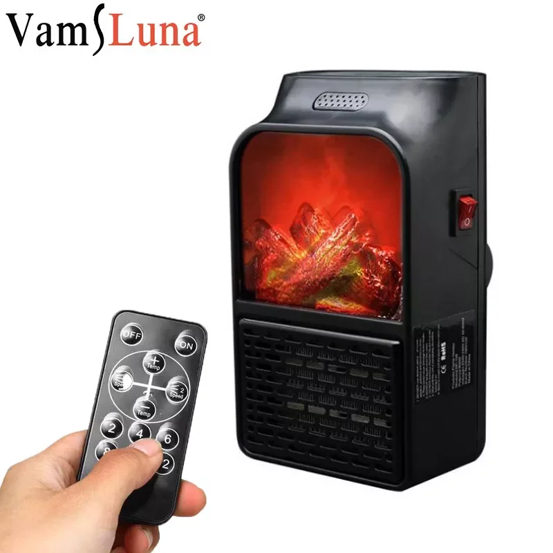 

500W Mini Electric Fan Heater Portable Plug-in Wall Ceramic Heater Air Heating Winter Room Warmer Thermostat Remote Control