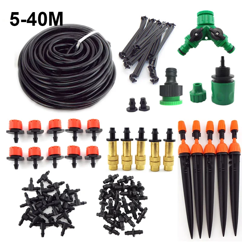 5M-40M Micro Drip Irrigation Set DIY Garden Irrigation Spray Automatic Watering Hose System With Adjustable Dripper