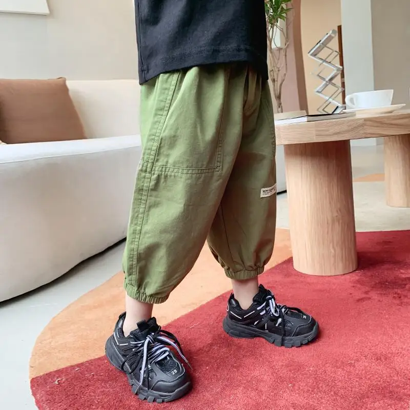 

New Summer Loose Thin Cropped Mosquito Korean Version Cotton Proof 2023 Boys Pants Color Children Solid Casual Fashion Clothing