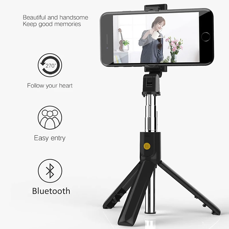 

2022 K13 Wireless New bluetooth selfie stick foldable mini tripod with fill light shutter remote control for IOS Android
