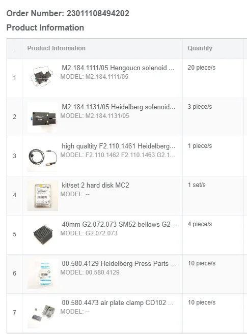 

printing machine parts Order Number: 23011108494202