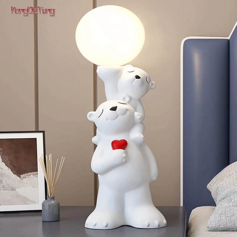 

Modern Cartoon Polar Bear LED Desk Lamp Indoor Figurine Bedroom Coffee Table Home Room Dresser Decor Tabletop Bedside Lamp