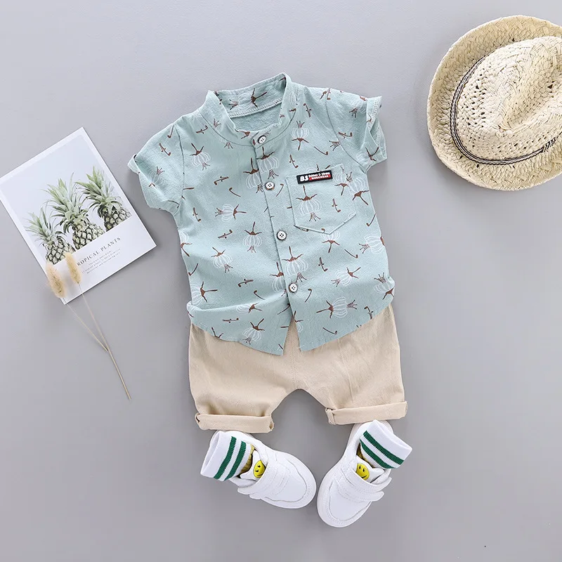 

Baby Boy Clothes Summer Cotton Fashion Shirt with Children's Shorts 2-Piece Set