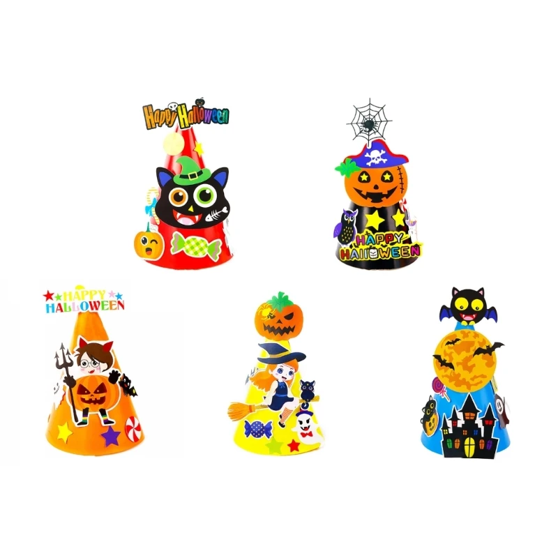 

Children’s DIY Paper Hat Kit Halloween Handcrafts Creative Craft Material Toddler Boy Girl Halloween Costume Props