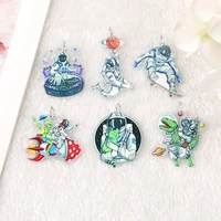 6pcs space charms cartoon spaceman dinosaur and cat designs acrylic astronaut jewlery findings for earring necklace diy making