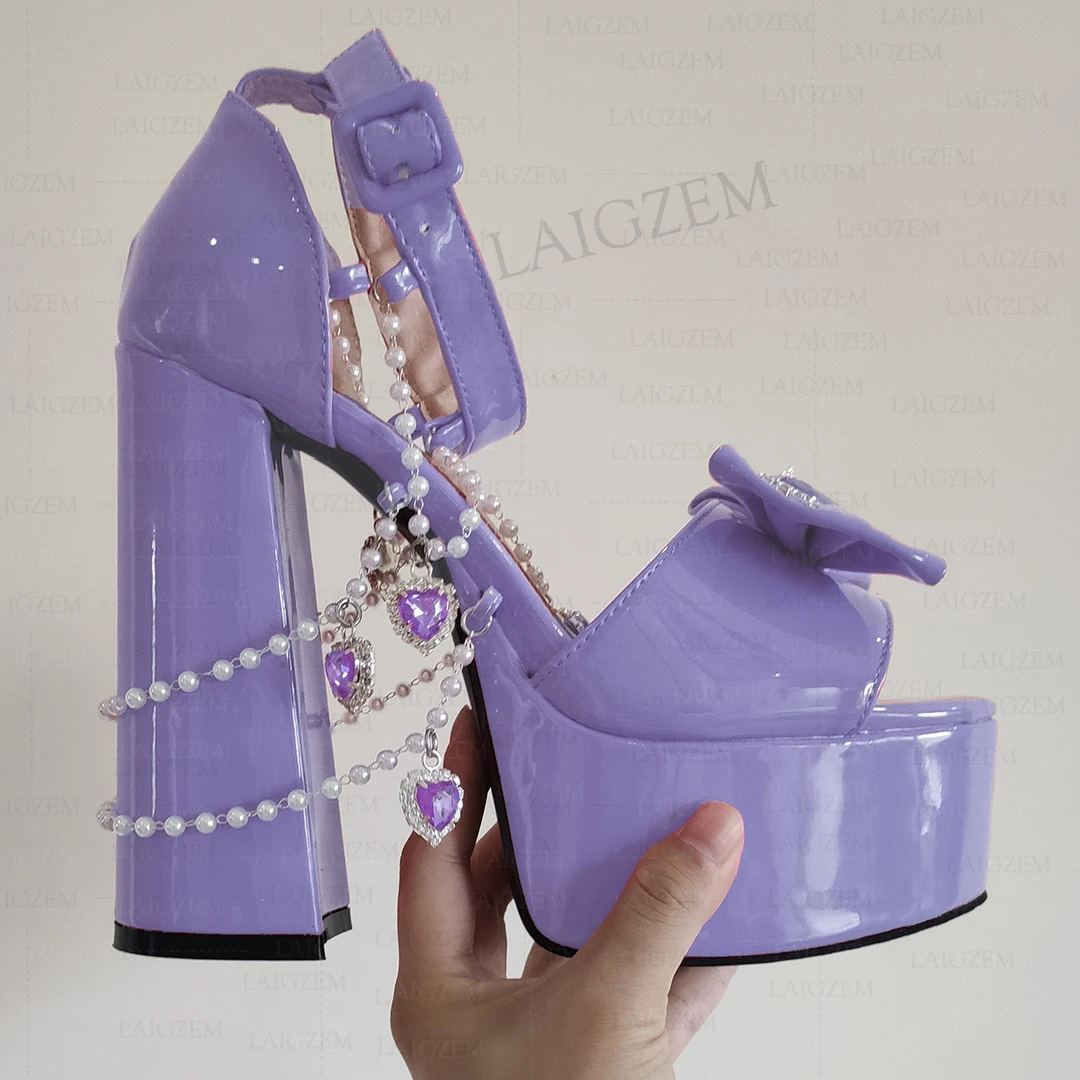 

SEIIHEM Women Platform Sandals Block Thick High Heels Pump Cosplay Sweet Female Ladies Summer Shoes Women Plus Size 38 41 45 47