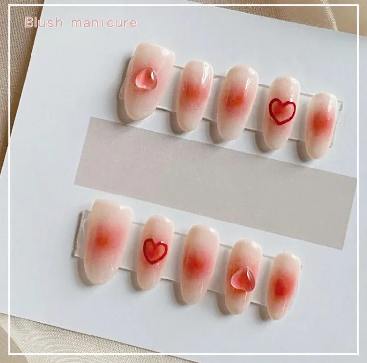 100pcs/Bag Nail Art Charms Clear Flat Bottom Love Ornament Jelly Resin Diamond Stereo Cheek is red Crystal