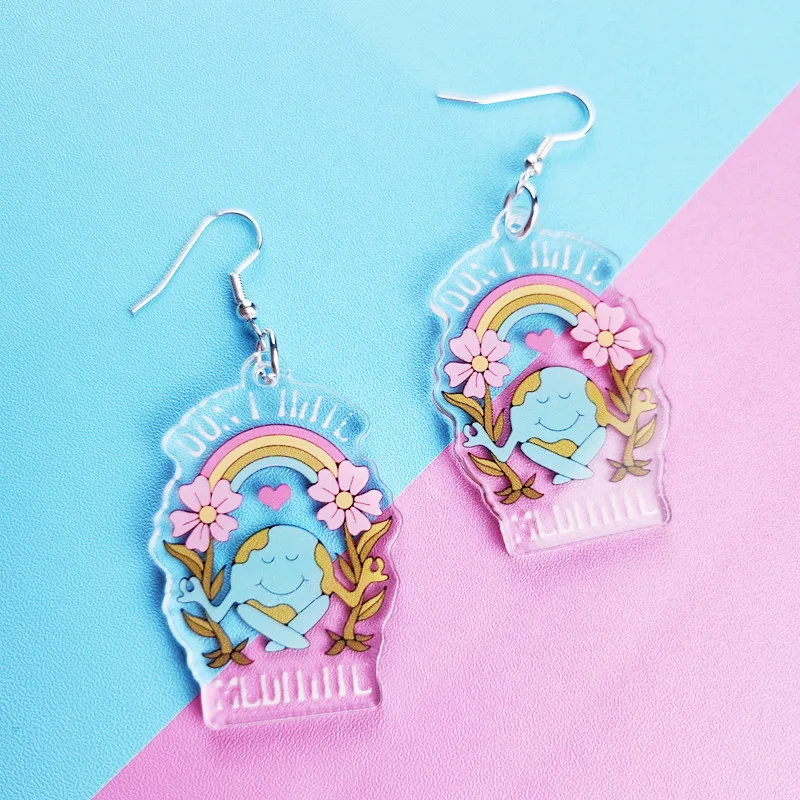 

Novel and Cute Cartoon Meditation Acrylic Earrings Creative Fashion Jewelry Personalized Charm Suitable for Women's Gifts