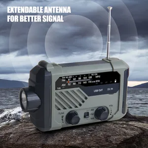 3 in 1 portable radio hand crank amfmnoaa emergency reading lamp flashlight solar charging 2000mah power bank for cell phone free global shipping