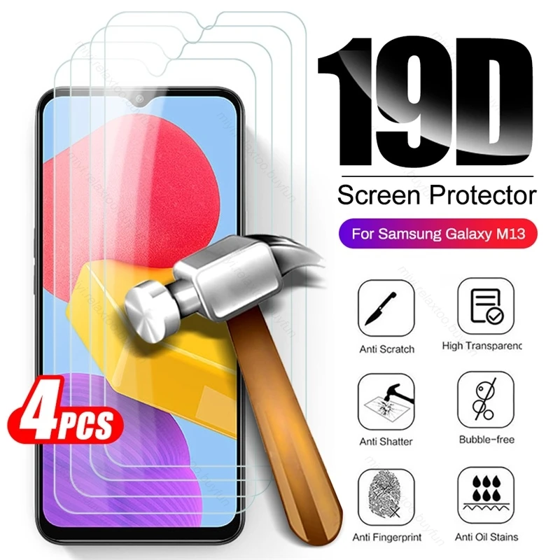 

Закаленное стекло с полным покрытием для Samsung Galaxy M13 Samung M 13 13M 2022 4G 6,6 "9H, 4 шт.