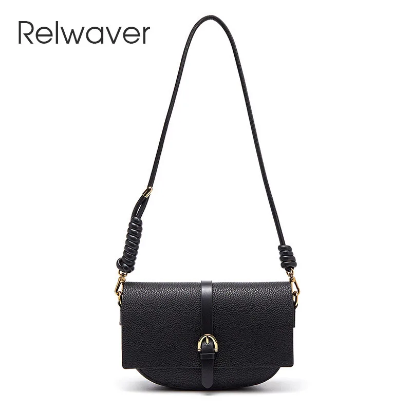 

Relwaver women messenger bags cowhide split leather bags for women 2023 spring summer saddle bag fashion versatile shoulder bag