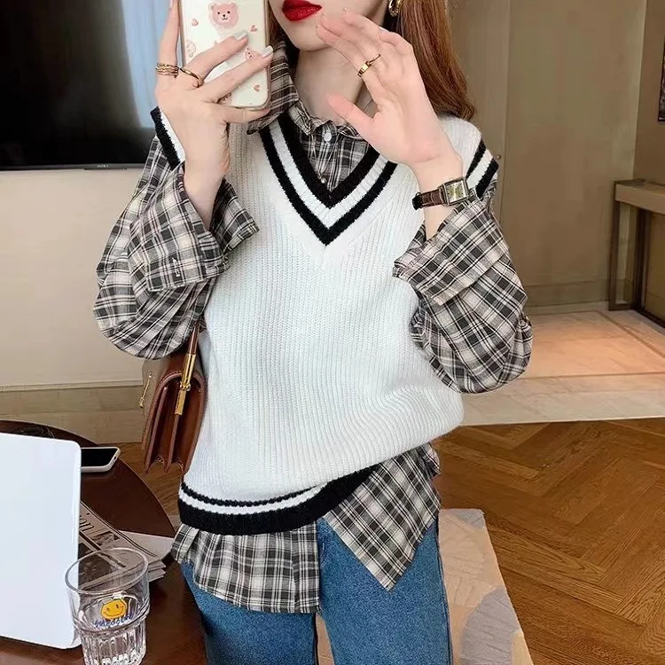 

Vest for Women Korean Style Clothes Cropped Sweaters Free Shipping Items Women Kawaii Clothes Tops for Women 2023 Autumn