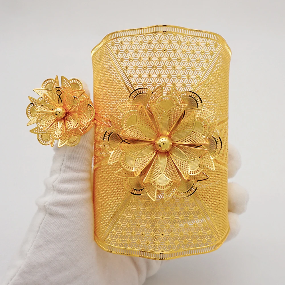 Дубайский браслет в форме цветка с кольцом для марокканского большого браслета