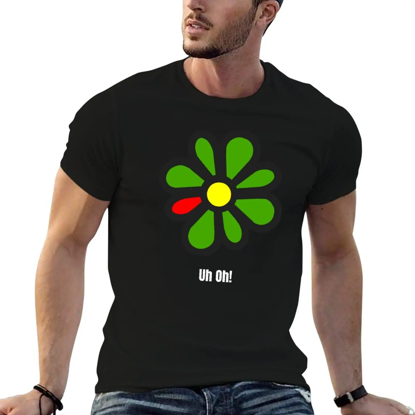 Фото ICQ Ой! Футболки с забавными принтами, футболки с темным юмором, хлопковые футболки высокого качества для мужчин, забавные хлопковые футболки. №1