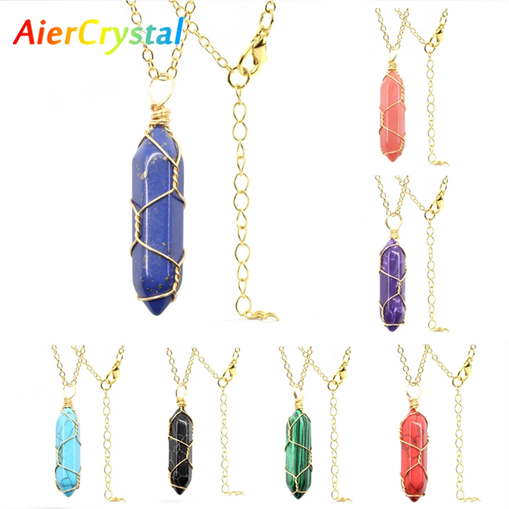 

Natural Amethyst Hexagonal Column Pendant Women's Necklace Reiki Healing Decoration Crystals Material Raw Stone Bullet Jewelry