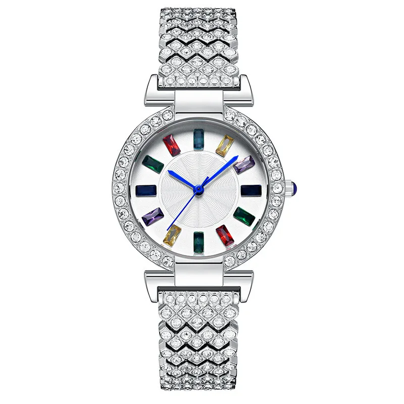 2023 Quartz Full Diamond Colorful Luxury Fashion Women's Advanced Versatile Waterproof Watch