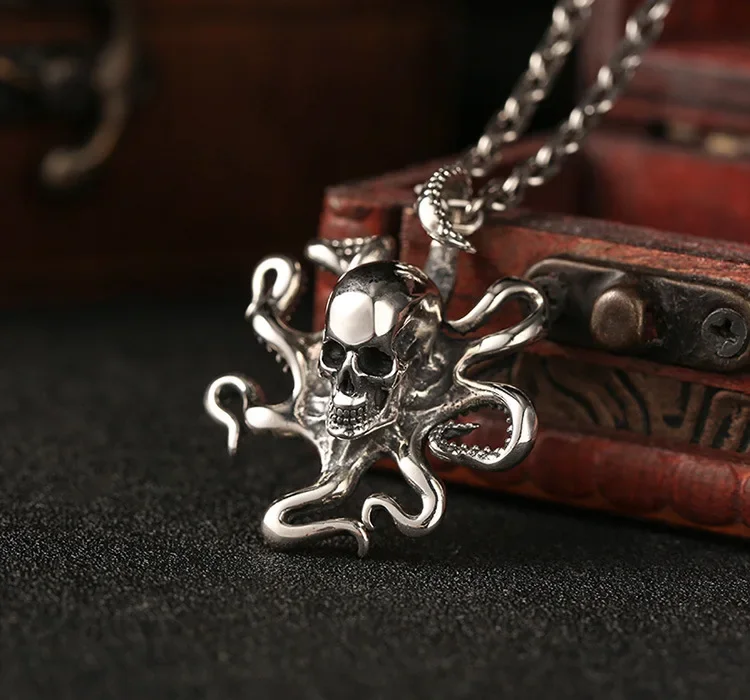 Подвеска в виде готического черепа искусственного осьминога мужское