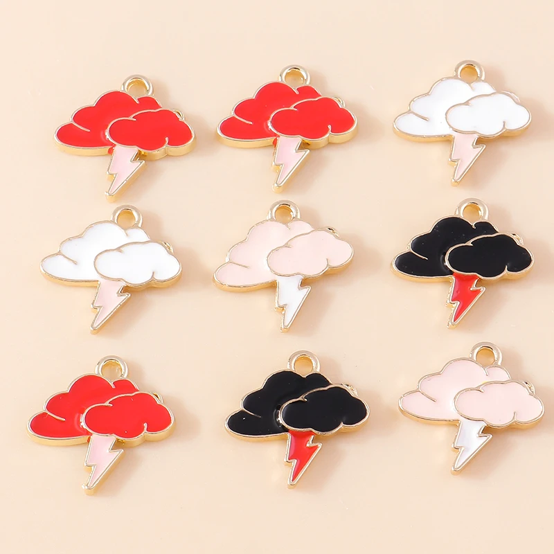 

10pcs Cute Enamel Cloud Thunder and Lightning Charms for Diy Earring Necklace Bracelet Handmade Women Jewelry Making Accessories