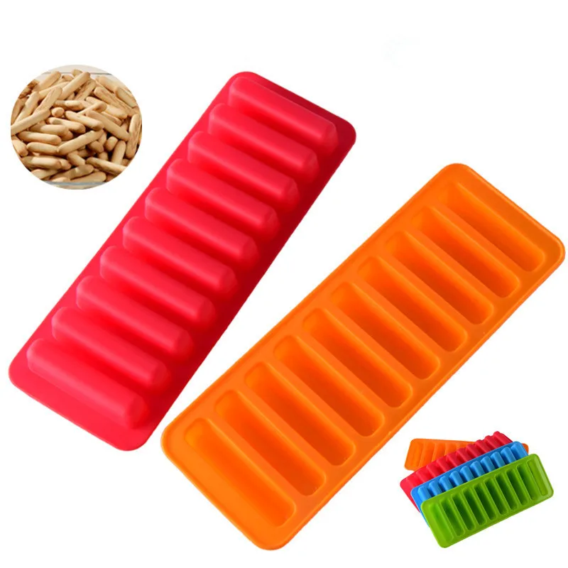 

10 Long Strips Silicone Finger Biscuit Mold Baking Tools Ice Tray Mold Production of Complementary Meat Sausages for Children.8z