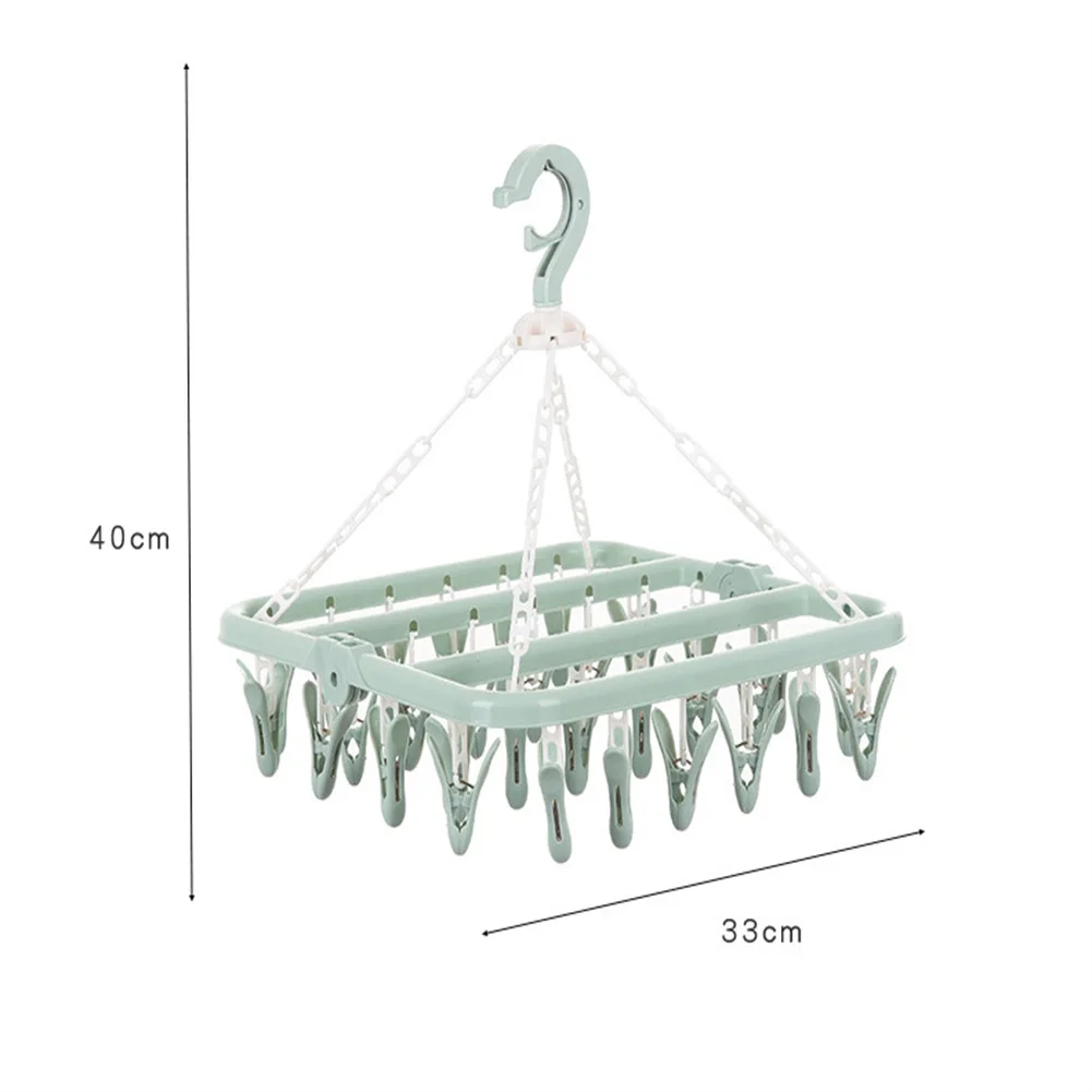 Household Folding Clip Hanger With 32 Plastic Drying Clips Children Adults Clothes Rotatable Multifunctional Rack |
