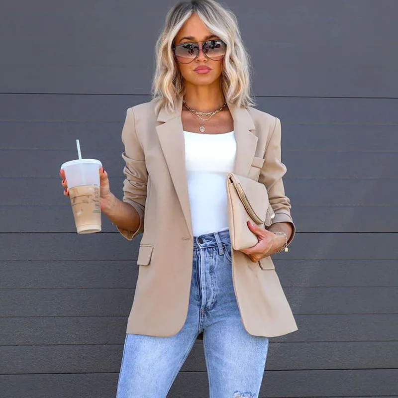 

2022 осенний женский костюм, модная Свободная куртка с разрезом