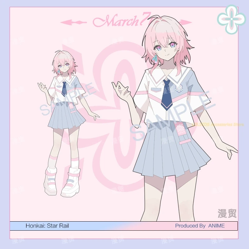 Фото Игра Honkai:Star Rail 7 марта JK униформа моряка, летняя футболка с короткими рукавами, футболки, юбка, костюм, костюм для косплея №1