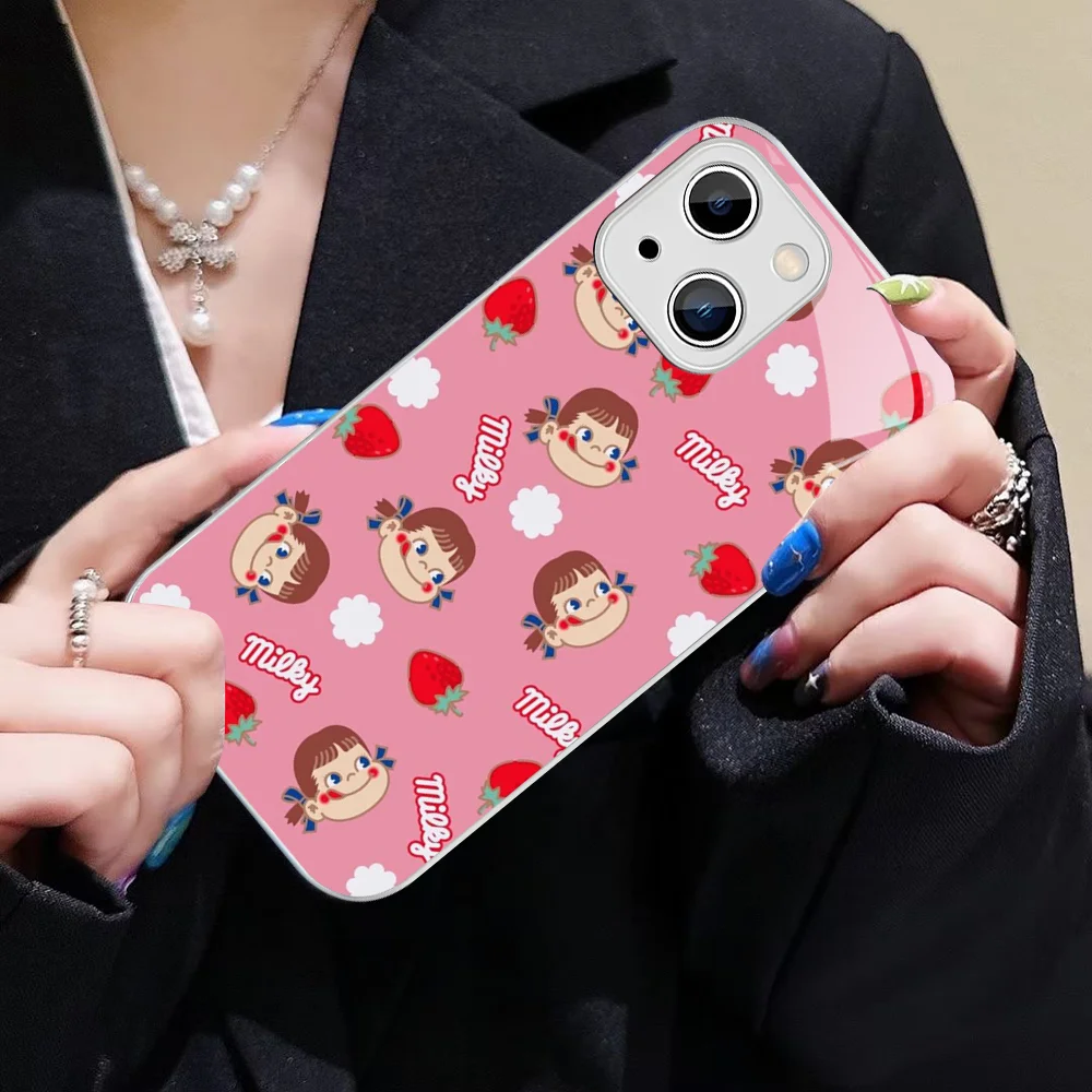 Чехол для телефона Fujiya Milky Peko-Chan из закаленного стекла iphone 14 13 12 11 Pro Mini XS MAX 14Plus X XR
