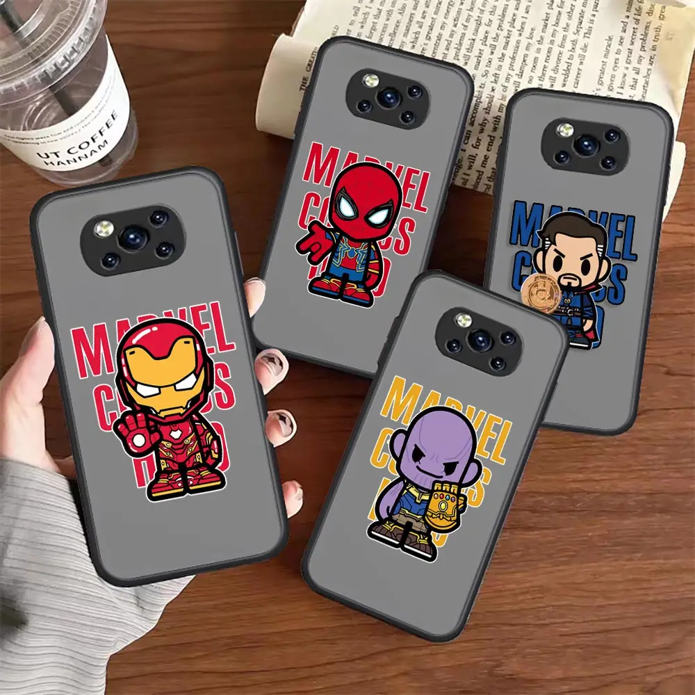 

Spider Man Iron Man Avengers Matte Case For Xiaomi Poco F4 Case For Xiaomi Mi Poco F4 X4 M4 X3 M3 F3 GT Note10 Max 2 Cover Funda
