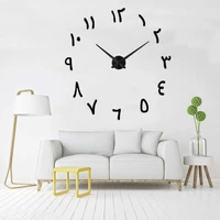 creative acrylic mirror arabic wall clock text fashion modern design large wall clock digital pointer horloge home decoration