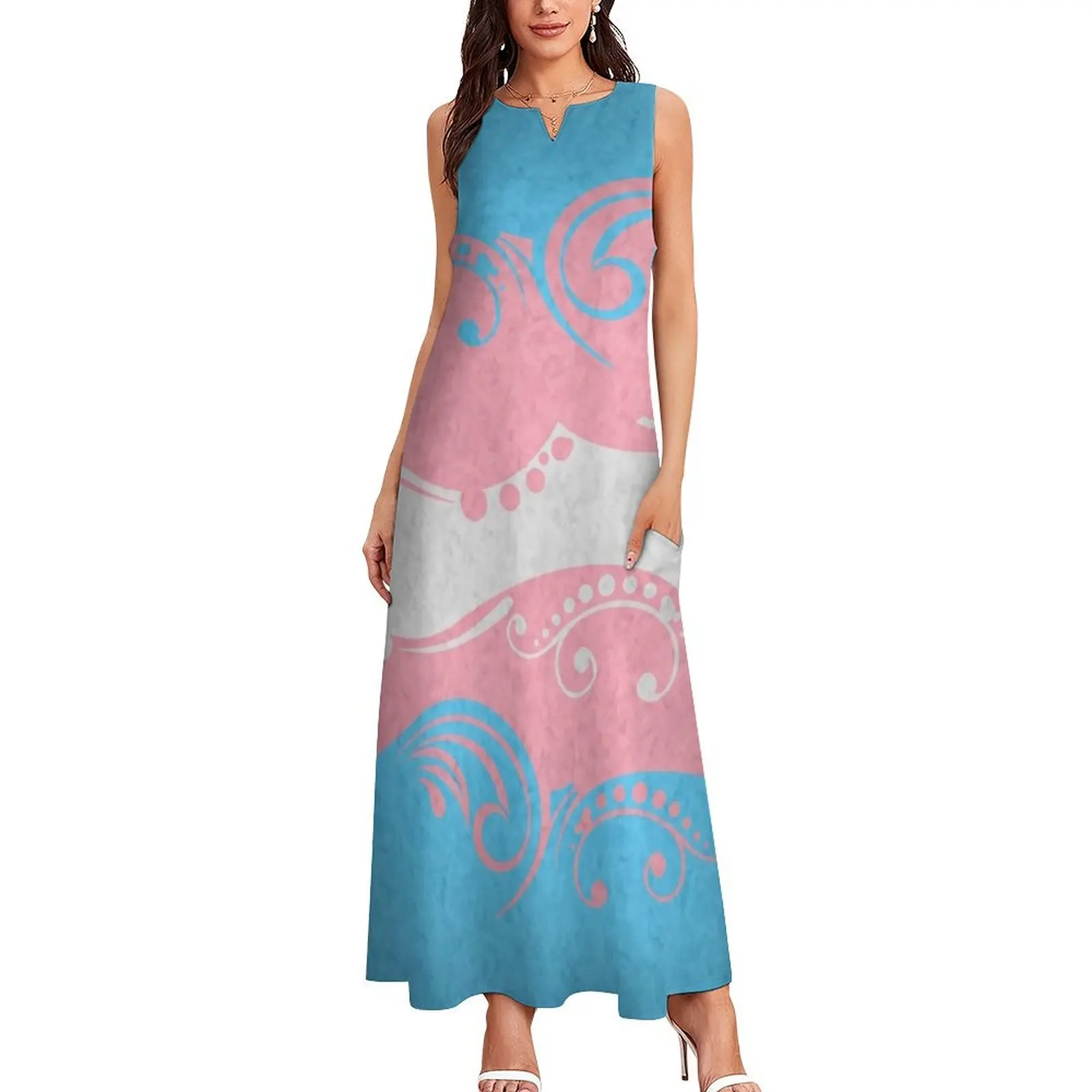 Необычное длинное платье с ворсом и флагом гордости трансгендеров женская юбка