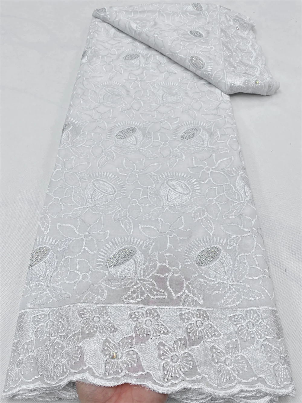

PGC White Swiss Lace Fabric 2022 High Quality Embroidery African Cotton Swiss Voile Lace In Switzerland For Wedding YA4847B-8