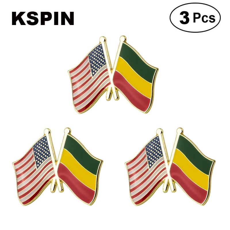 

U.S.A Ethiopia Frendship Lapel Pin Brooches Pins Flag badge Brooch Badges