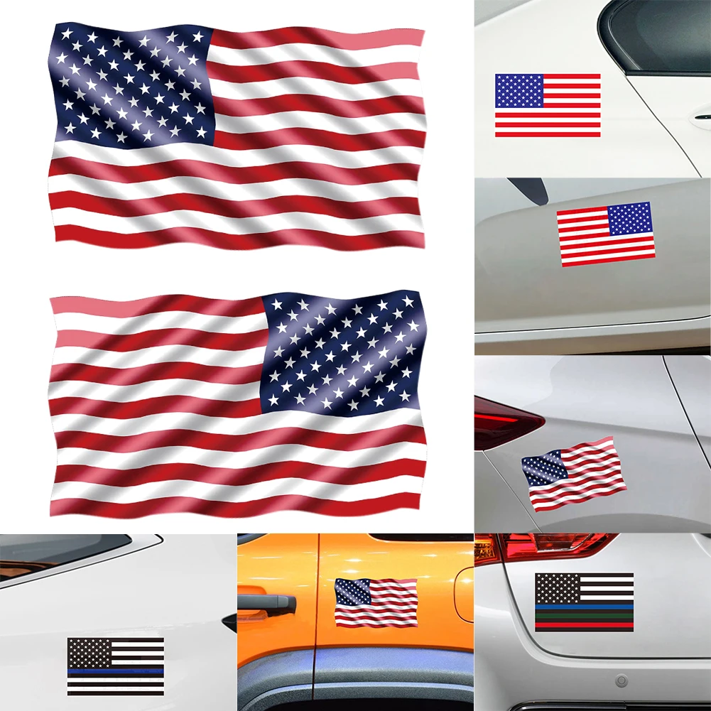 

2Pcs Car Sticker Magnetic American USA Flag Car Decal Truck Stickers Stars and Stripes Car Styling Universal Auto Accessories