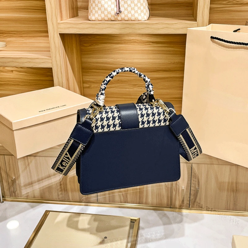 Genuine Leather Shoulder Bag Women Luxury Handbags Houndstooth Designer Sac A Main High Quality Crossbody Bags for Women