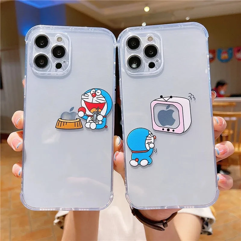 

Bandai Funny Cartoon Doraemon Clear Silicon Couple Mobile Phone Case For iPhone 7 8Plus XR Xs XsMax 11 12 13 Pro Max Case