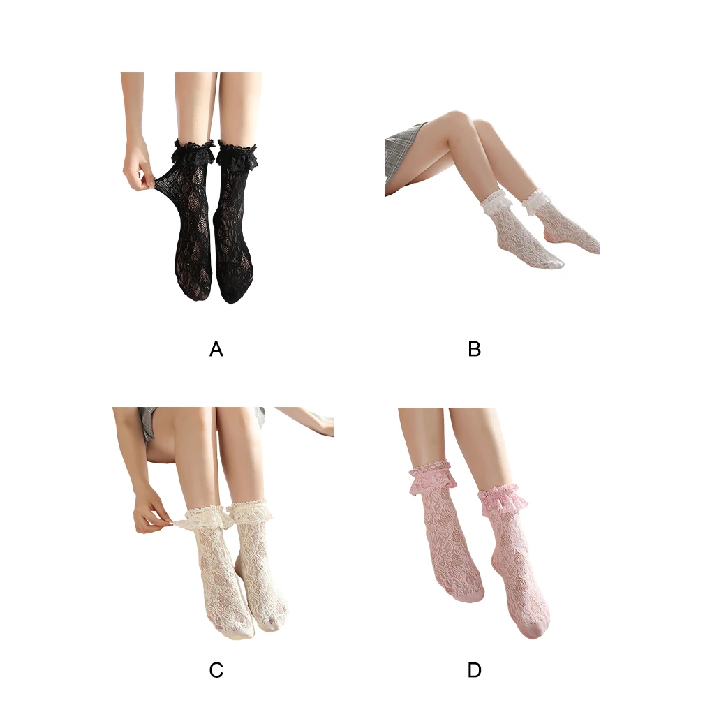 

Moisture-wicking Lace Socks For Women Any Occasion Breathable Soft And Comfortable Womens Flower-made Lace Socks