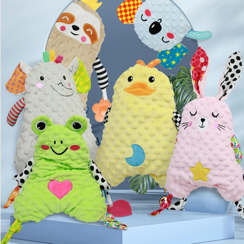 Soothing Doll with Comfort Blanket Baby Appease Towel Security Teether Newborn Infant Appeasing Sleep Ring Cartoon Bite Toys