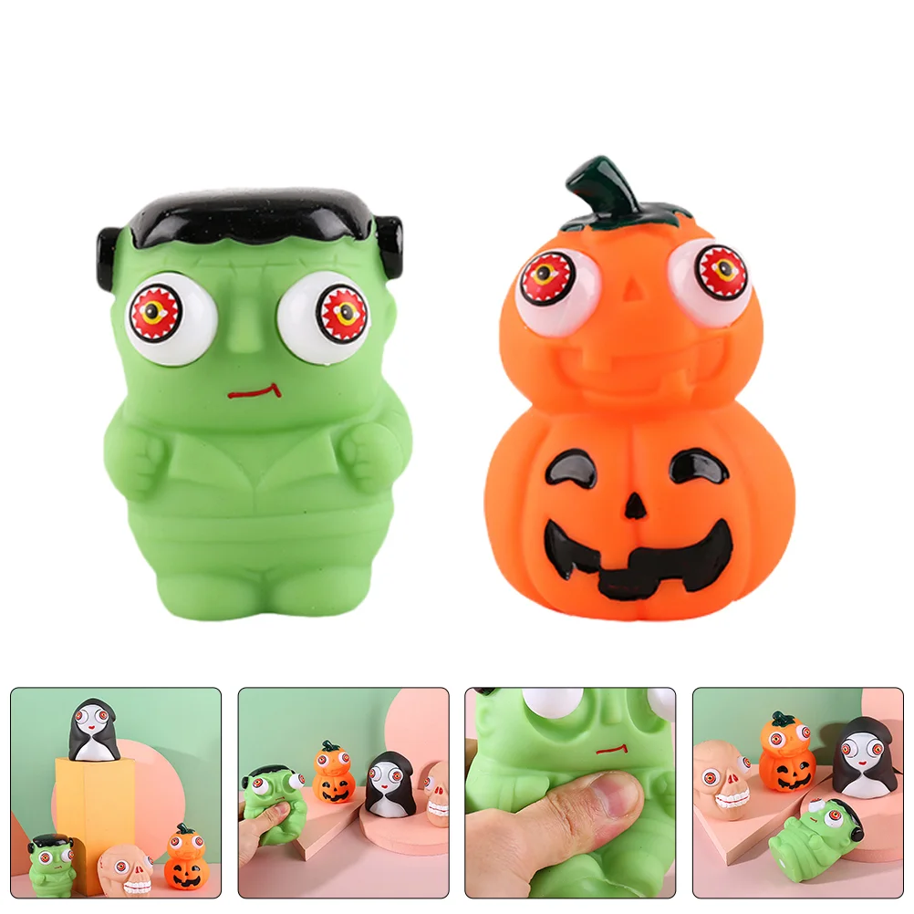 

2 Pcs Pinch Toys Halloween Fidget Decompression Squeeze Cartoon Squeezing Adults Sensory Lovely Soft Rubber Office Novelty