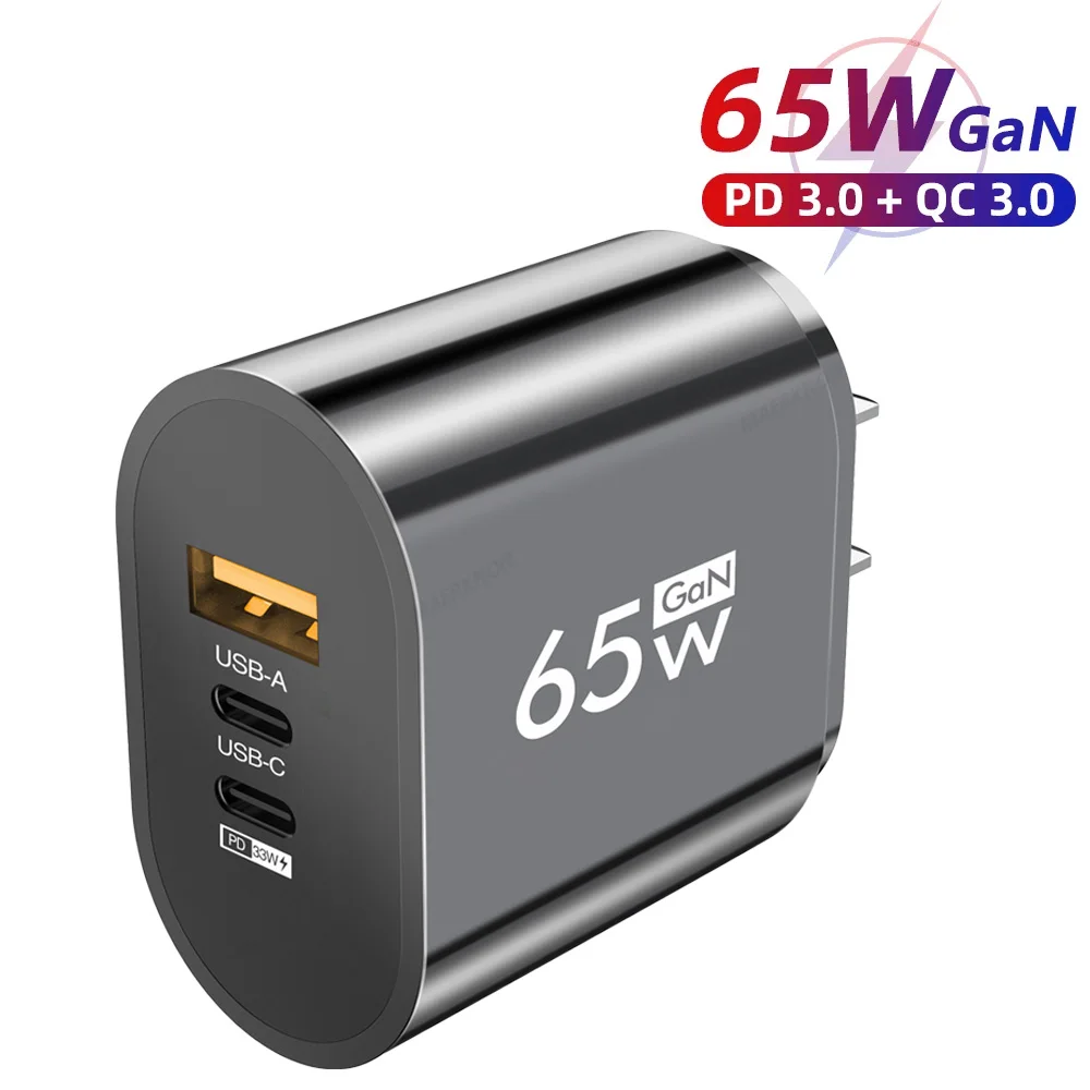 

65W GaN PD Charger USB Type C Charger Fast Charging QC3.0 PD3.0 Quick Charger For iPhone Samsung Xiaomi Wall Fast Phone Adapter