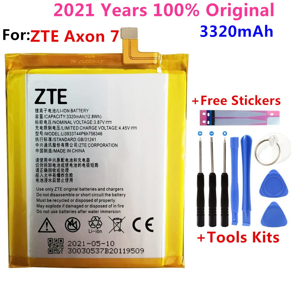

2021 100% Original New LI3931T44P8H756346 For ZTE Axon 7 5.5inch A2017 Battery 3320mAh With Tracking Number Batteries+Tools