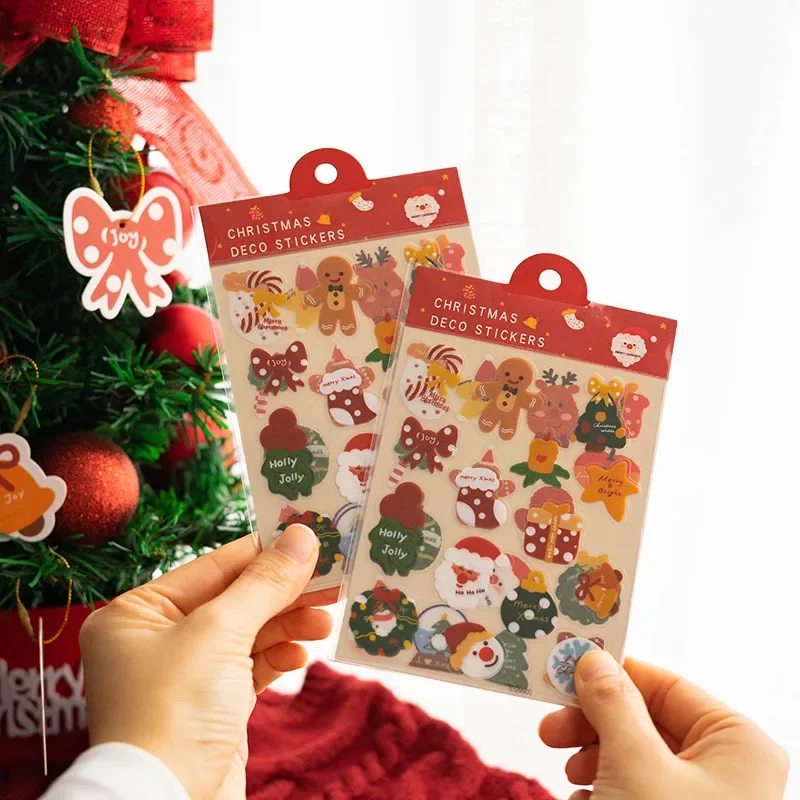

Christmas Cartoon Stickers Snowman Santa Claus Scene Decoration Children's New Year Decoration