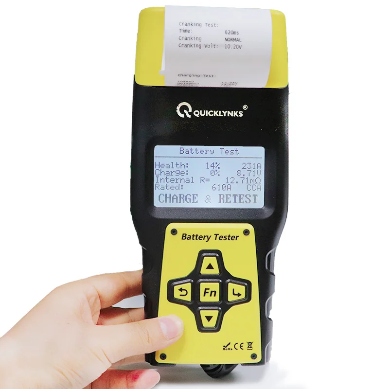 

12 volt digital lithium usb battery tester with printer