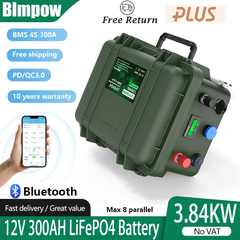 Литиевая батарея LiFePO4 12 В 8 Ач 6000 в + цикл с Bluetooth BMS Grand A Cells для лодки RV без НАЛОГА