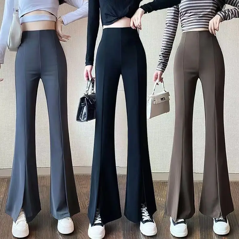 

Office Lady Korean Fashion Women 2023 New Spring Summer Vintage Style Solid High Waist Casual Silm Long Trousers Tops D35