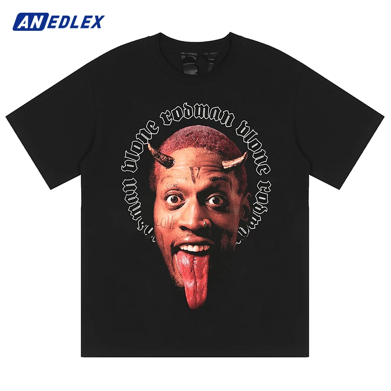 

2022 Men Hip Hop Streetwear T-Shirt Funny Rodman Portrait Graphic T Shirt Harajuku Cotton Casual Tshirt Short Sleeve Tops Tees